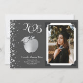 先生教育シルバー卒業グレー 招待状 (正面)