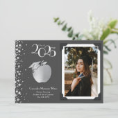 先生教育シルバー卒業グレー 招待状 (スタンド正面)