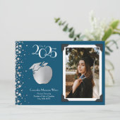 先生教育シルバー卒業ネイビーブルー 招待状 (スタンド正面)