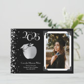 先生教育シルバー卒業ブラック 招待状 (スタンド正面)