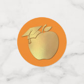 先生教育卒業オレンジ金ゴールド コンフェッティ (スモール正面)