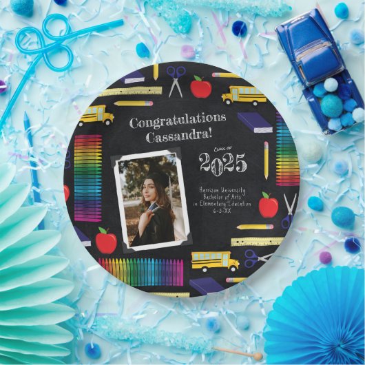 先生教育卒業カルクボードポートレート ペーパープレート (パーティー)