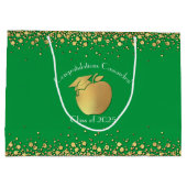 先生教育卒業グリーン金ゴールド ラージペーパーバッグ (裏面)