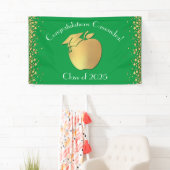 先生教育卒業グリーン金ゴールド 横断幕 (インサイチュ)