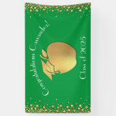 先生教育卒業グリーン金ゴールド 横断幕 (縦)