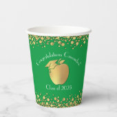 先生教育卒業グリーン金ゴールド 紙コップ (裏面)