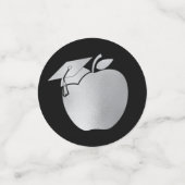 先生教育卒業ブラックシルバー コンフェッティ (スモール正面)