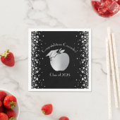 先生教育卒業ブラックシルバー スタンダードカクテルナプキン (インサイチュ)