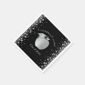 先生教育卒業ブラックシルバー スタンダードカクテルナプキン (角)