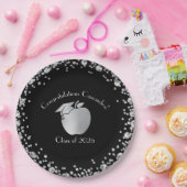 先生教育卒業ブラックシルバー ペーパープレート (パーティー)