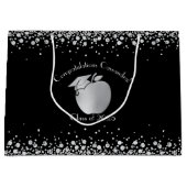 先生教育卒業ブラックシルバー ラージペーパーバッグ (正面)