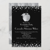 先生教育卒業ブラックシルバー 招待状 (正面/裏面)