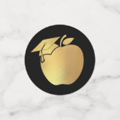 先生教育卒業ブラック金ゴールド コンフェッティ (スモール正面)