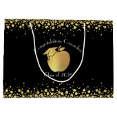 先生教育卒業ブラック金ゴールド ラージペーパーバッグ (裏面)