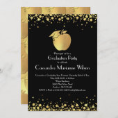 先生教育卒業ブラック金ゴールド 招待状 (正面/裏面)