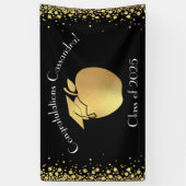 先生教育卒業ブラック金ゴールド 横断幕 (縦)