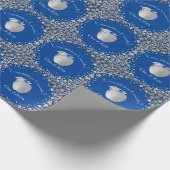 先生教育卒業ブルーシルバー ラッピングペーパー (角)