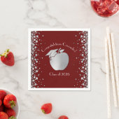 先生教育卒業マルーンシルバー スタンダードカクテルナプキン (インサイチュ)