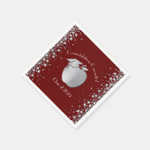 先生教育卒業マルーンシルバー スタンダードカクテルナプキン (角)