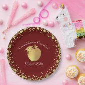 先生教育卒業マルーン金ゴールド ペーパープレート (パーティー)