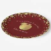 先生教育卒業マルーン金ゴールド ペーパープレート (アングル)