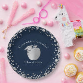 先生教育卒業式ネイビーブルーシルバー ペーパープレート (パーティー)