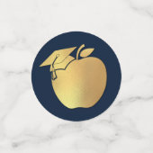 先生教育卒業式ネイビーブルー金ゴールド コンフェッティ (スモール正面)