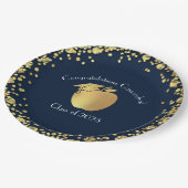 先生教育卒業式ネイビーブルー金ゴールド ペーパープレート (アングル)