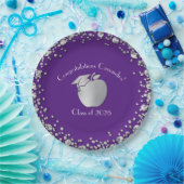 先生教育卒業式パープルシルバー ペーパープレート (パーティー)