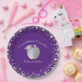 先生教育卒業式パープルシルバー ペーパープレート (パーティー)