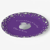 先生教育卒業式パープルシルバー ペーパープレート (アングル)