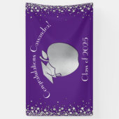 先生教育卒業式パープルシルバー 横断幕 (縦)