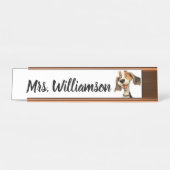 先生教育者かわいい子犬のデスク名 デスクネームプレート (正面)