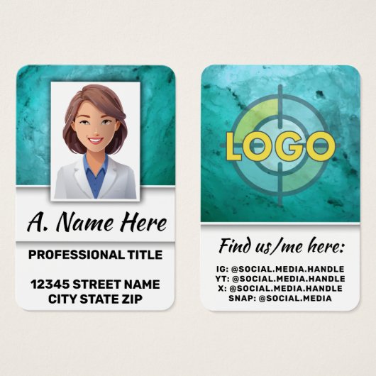 先生教育者の学校地区管理者のスタッフの写真 (正面&裏面)