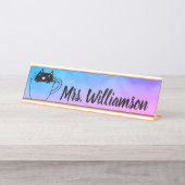 先生教育者プロフェッショナルの猫の机の名前 デスクネームプレート (正面)