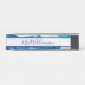 先生教育者プロフェッショナルブルーマーブル デスクネームプレート (正面)