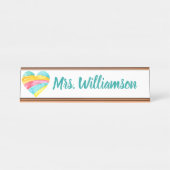 先生教育者プロフェッショナルレインボーハート デスクネームプレート (正面)