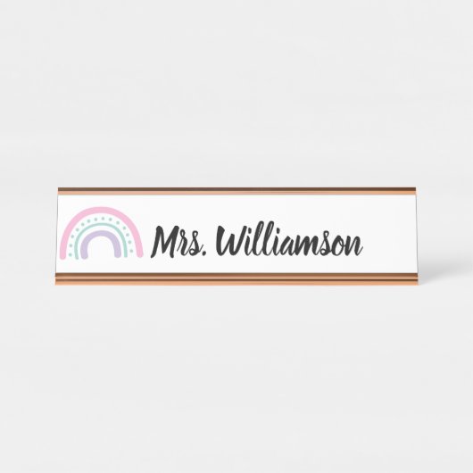 先生教育者プロフェッショナルレインボー デスクネームプレート (正面)