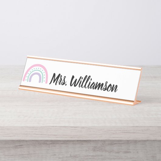 先生教育者プロフェッショナルレインボー デスクネームプレート (正面)