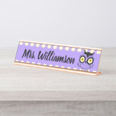 先生教育者図書館プロフェッショナル賢いフクロウ デスクネームプレート (正面)