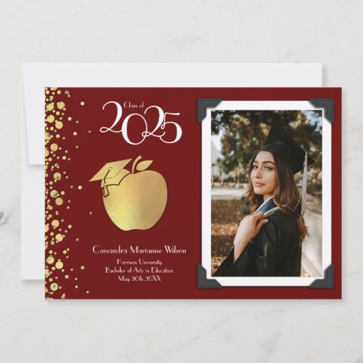 先生教育金ゴールド卒業発表 招待状 (正面)