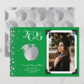 先生教育銀卒業グリーン 招待状 (正面/裏面)