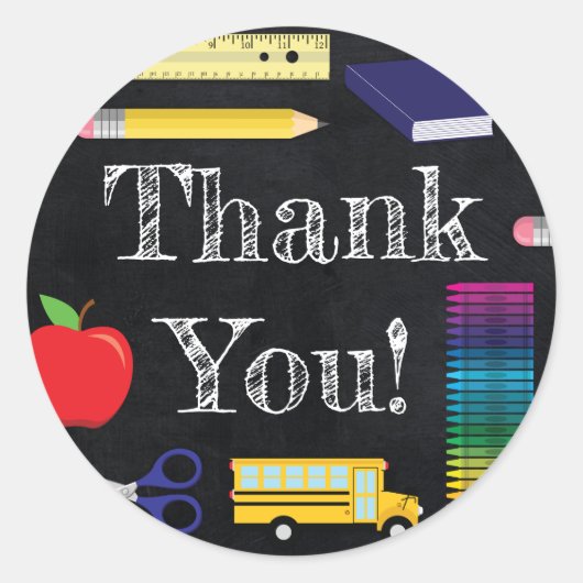 先生教育Chalkboard卒業ありがとう ラウンドシール (正面)