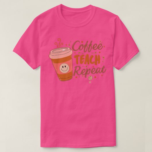 先生新学期おもしろい先生コー教えヒー Tシャツ (デザイン正面)