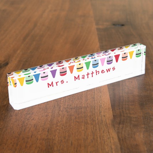 先生新学期カウトカラークレヨン デスクネームプレート (側面)