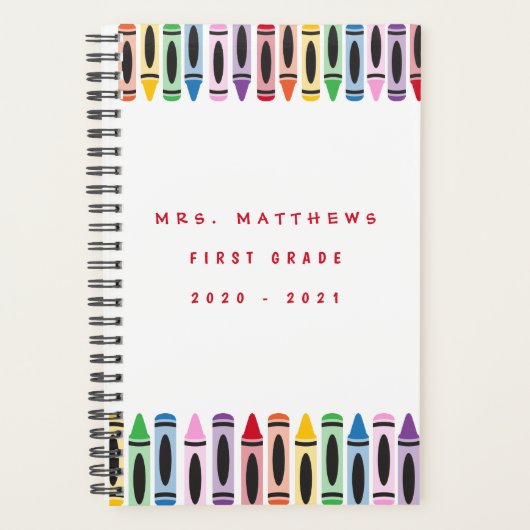 先生新学期カウトカラークレヨン プランナー手帳 (正面)