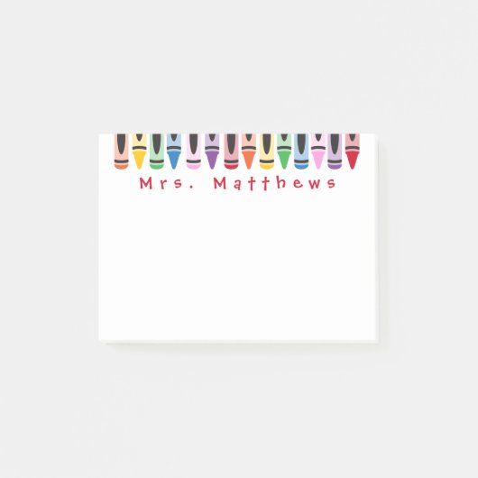 先生新学期カラークレヨンキュート ポストイット (正面)