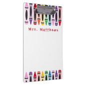 先生新学期キュートカラークレヨンモノグラム クリップボード (右)