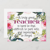 先生新学期ギフト先生ウェルカムサイン ポストカード (正面/裏面)