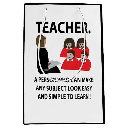 先生新学期引用文タイポグラフィ先生 ミディアムペーパーバッグ (正面)